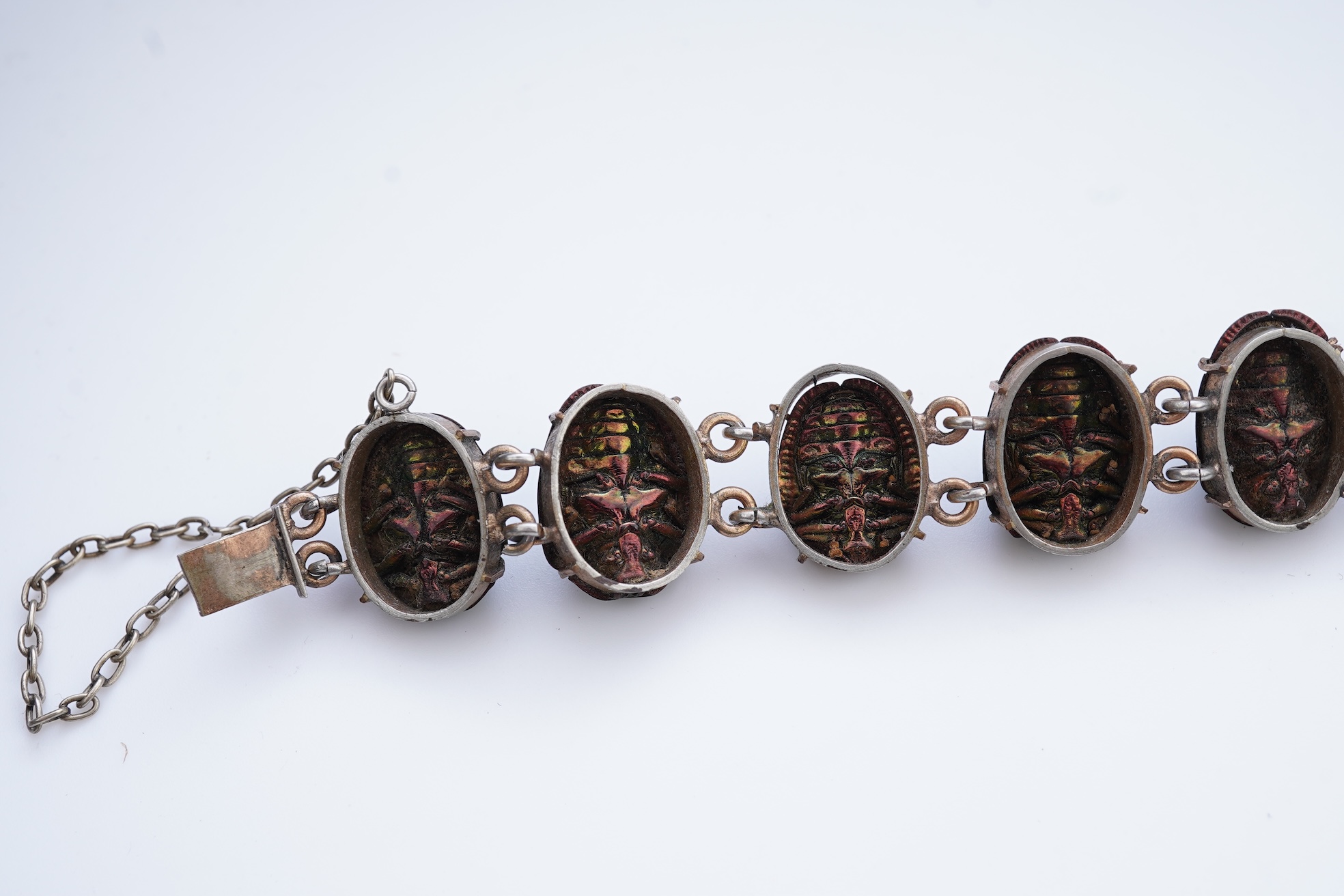 A Victorian beetle carapace bracelet, mid 19th century